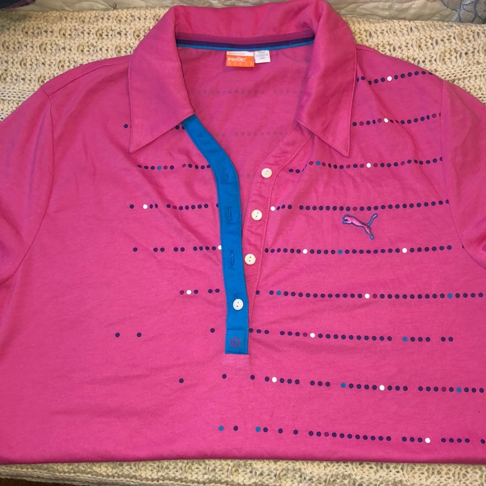 PUMA Golf Women's Dotted Stripe Polo: size XL